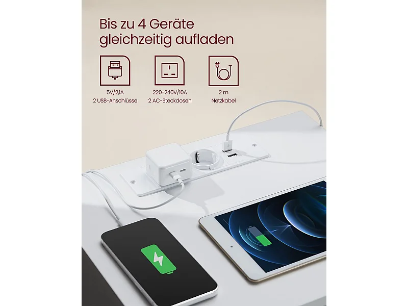 Table de chevet 40x35x59 cm blanche