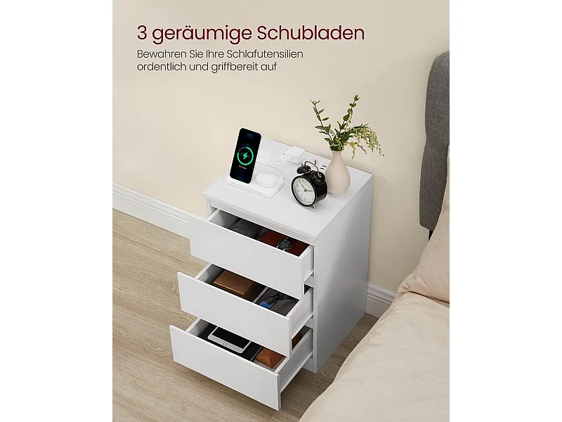 Table de chevet 40x35x59 cm blanche