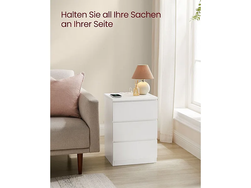 Table de chevet 40x35x59 cm blanche