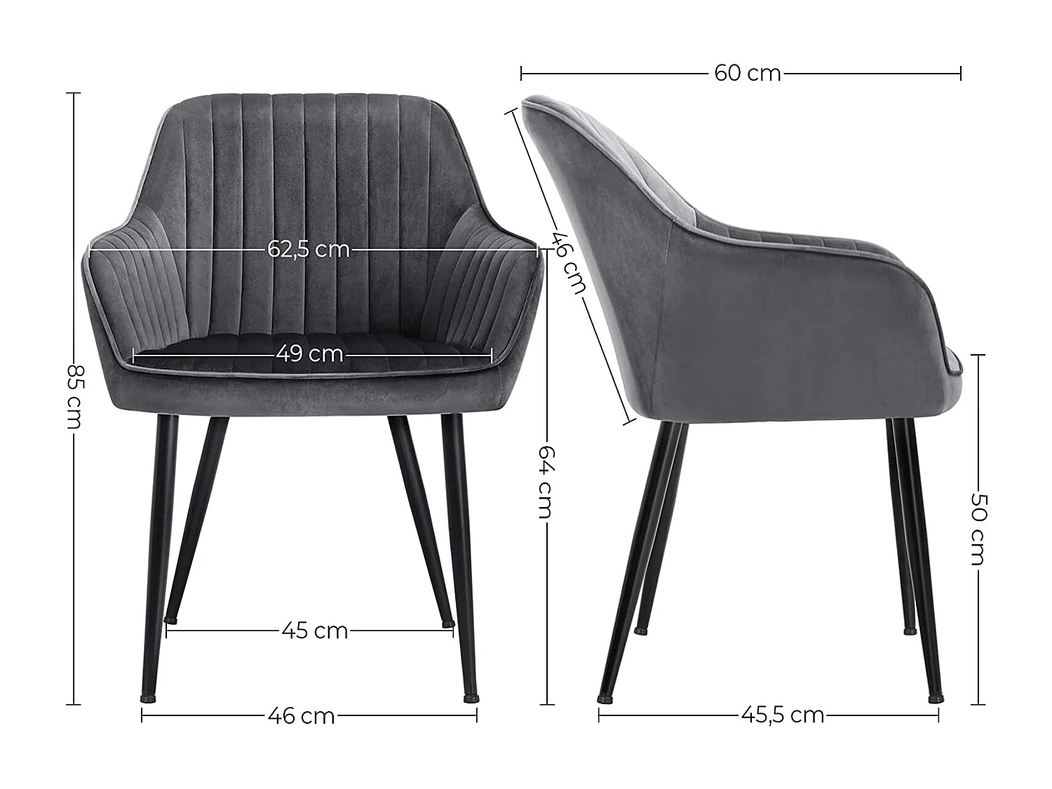 Esszimmerstuhl 60x60x84 cm grau