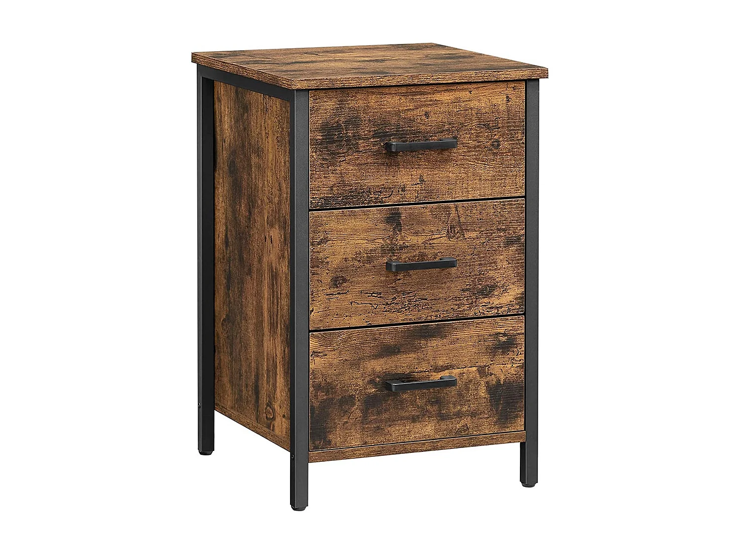 Table de chevet 40x40x60 cm noir vintage marron