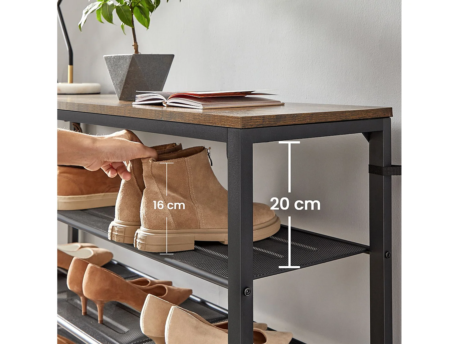 Schuhregal 100x30x152 cm schwarz rustikal braun