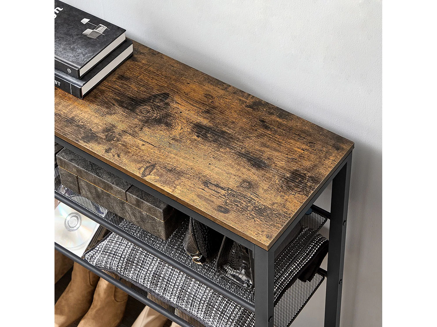 Schuhregal 100x30x152 cm schwarz rustikal braun