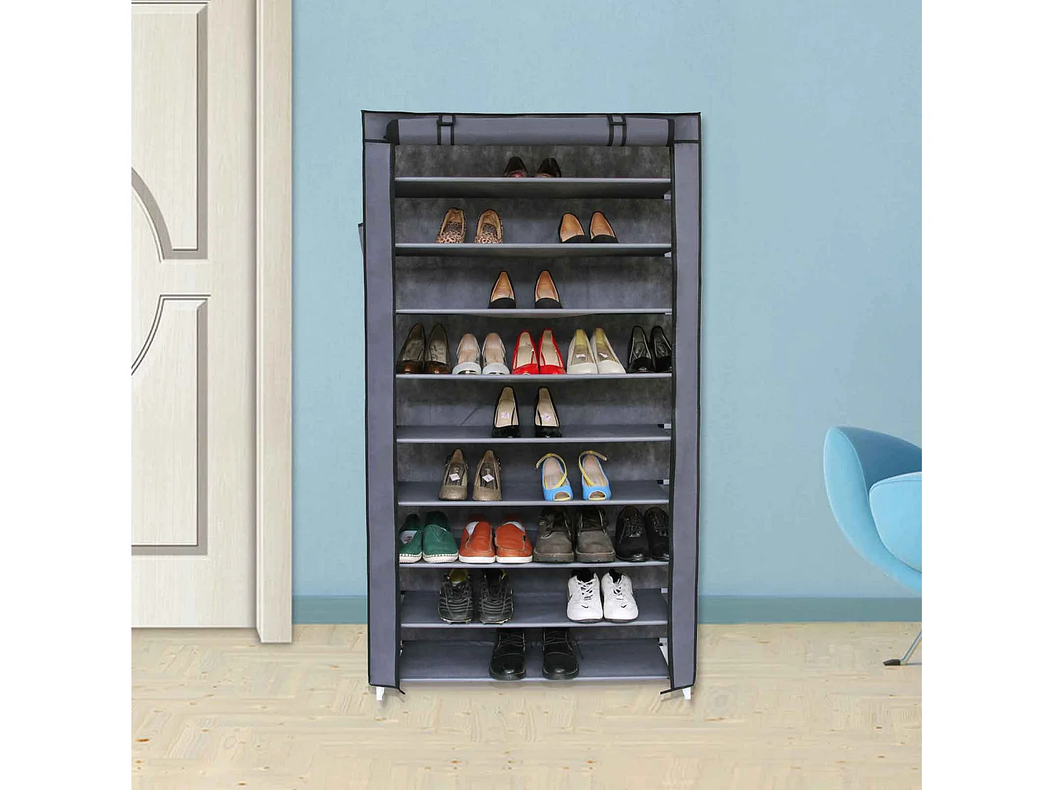 Schuhregal 85x28x162 cm grau