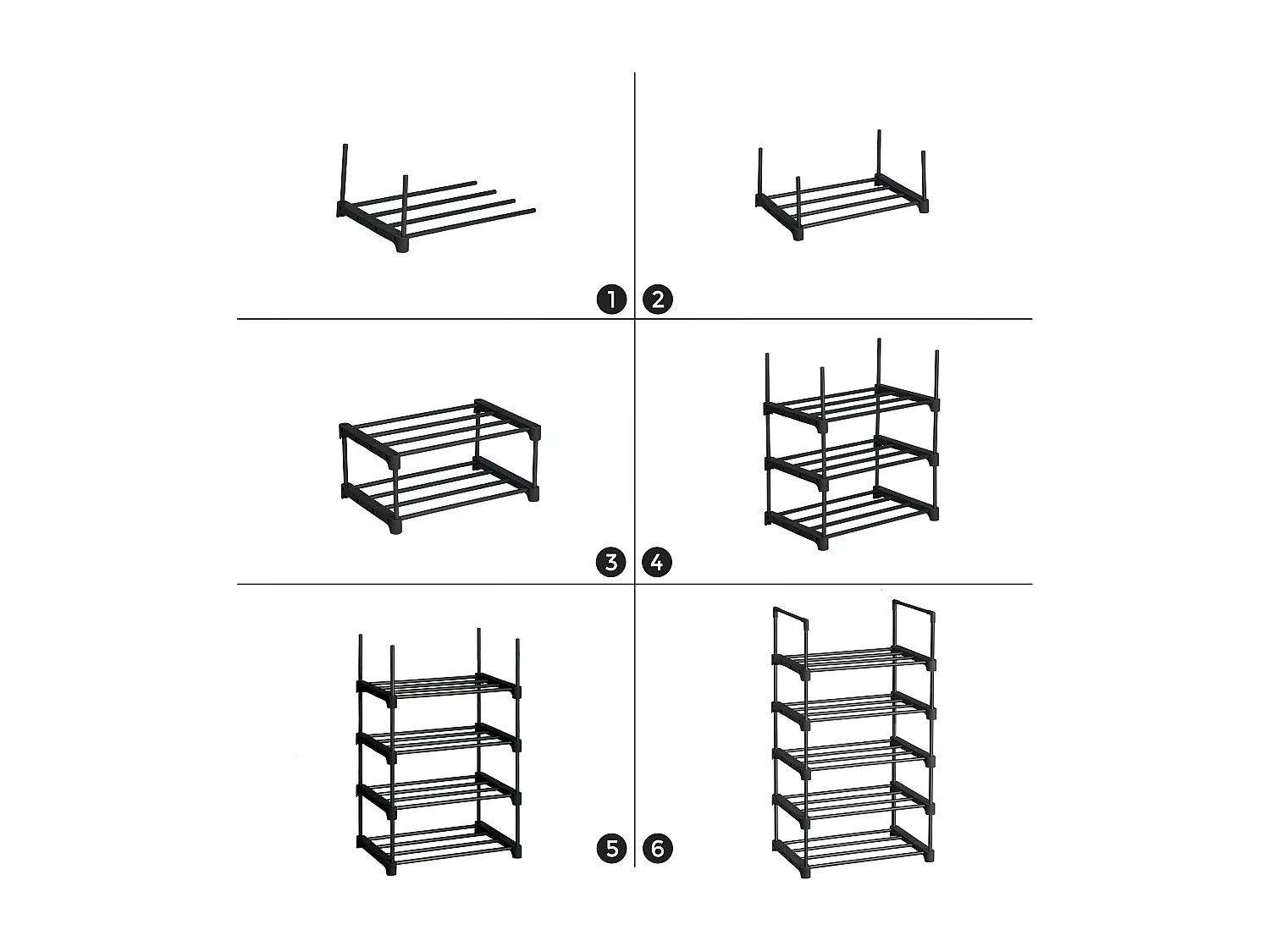 Étagère à chaussures 45x30x89 cm Noir