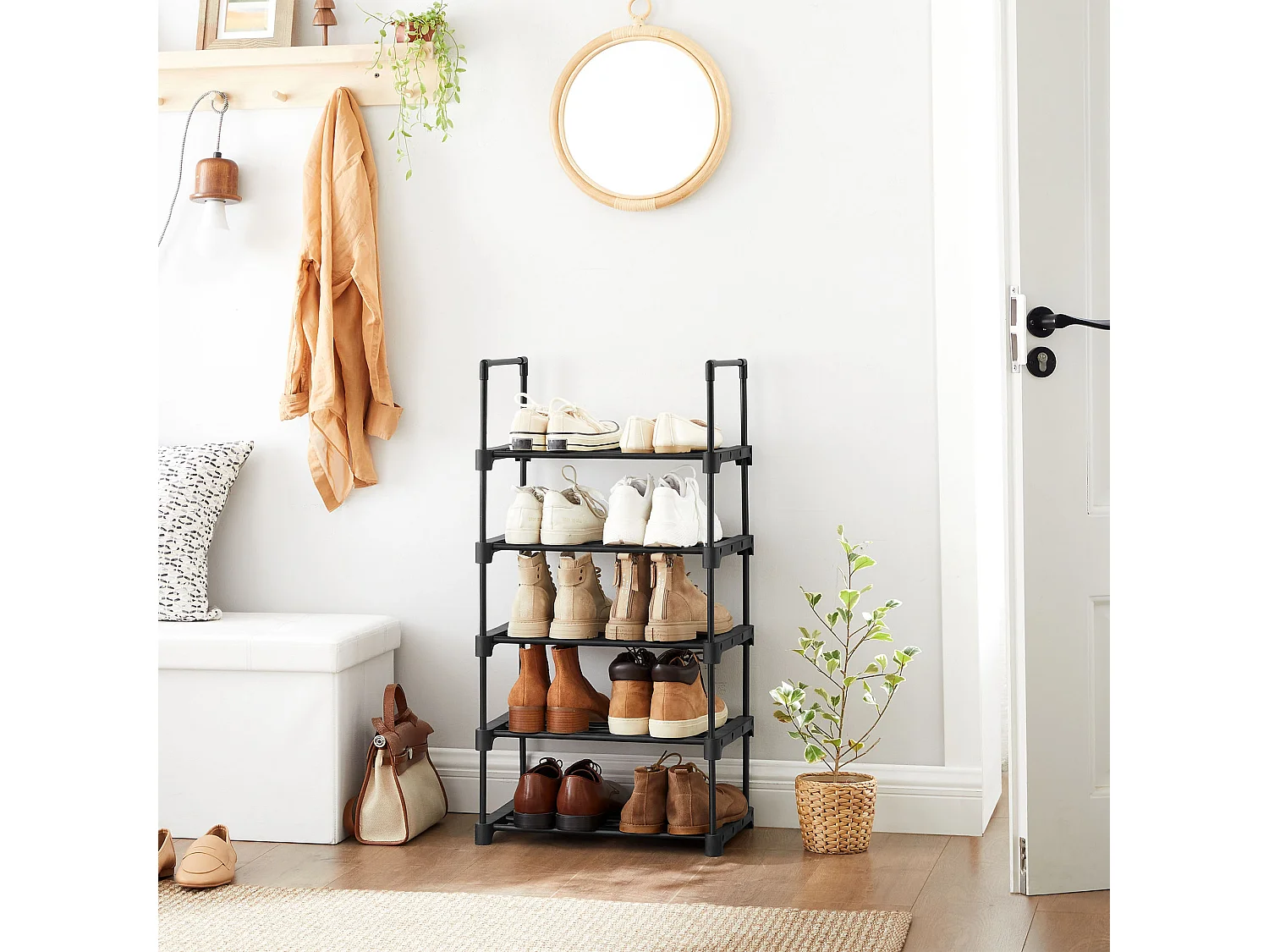 Étagère à chaussures 45x30x89 cm Noir