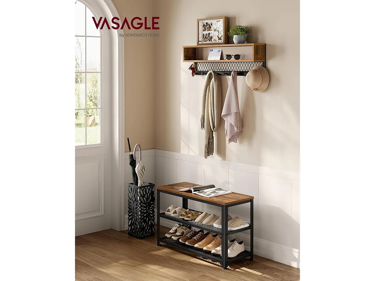 Porte-manteau 73x30x45,5 cm brun rustique