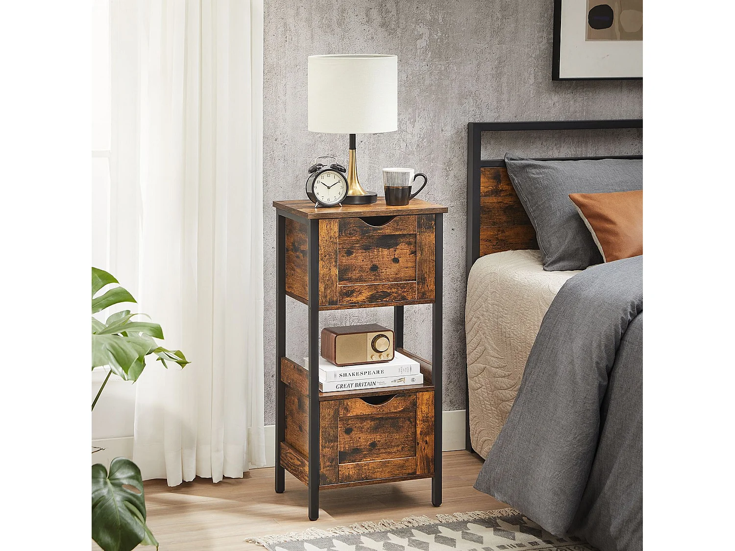 Armoire de salle de bain 37x30x80 cm noir Vintage marron noir