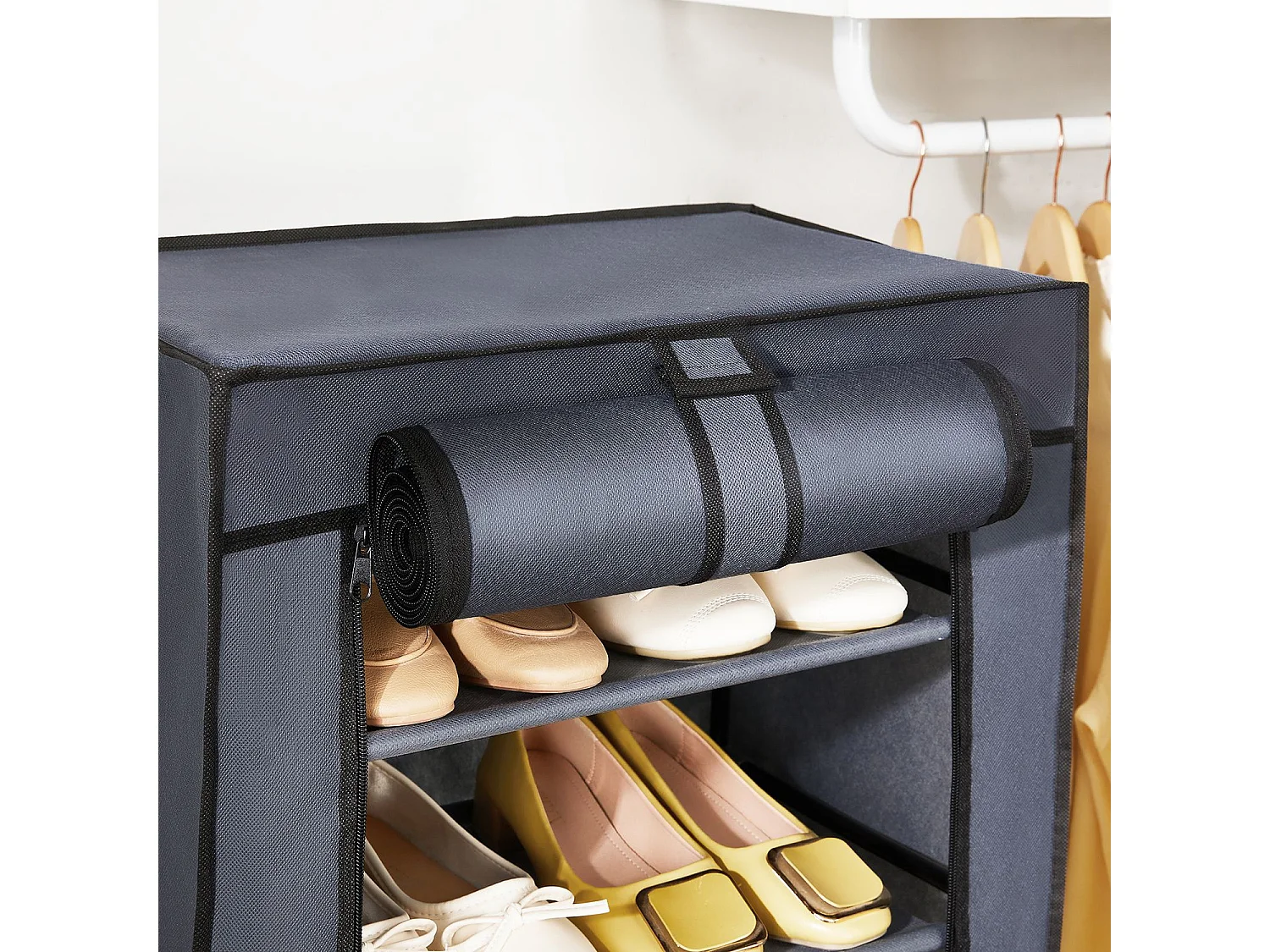 Étagère à chaussures 46x28x127 cm grise