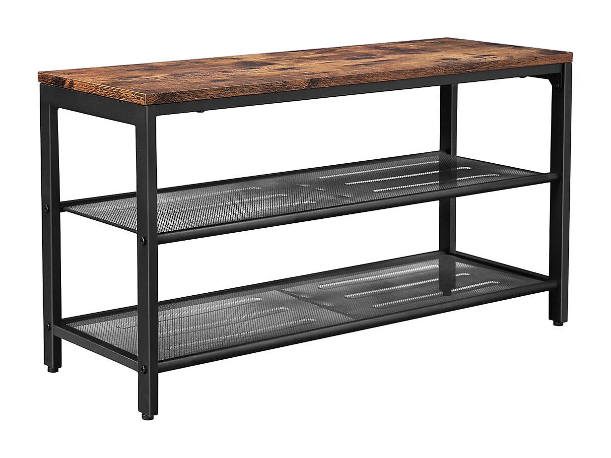 Banc à chaussures 80x30x44,5 cm marron noir Indestic