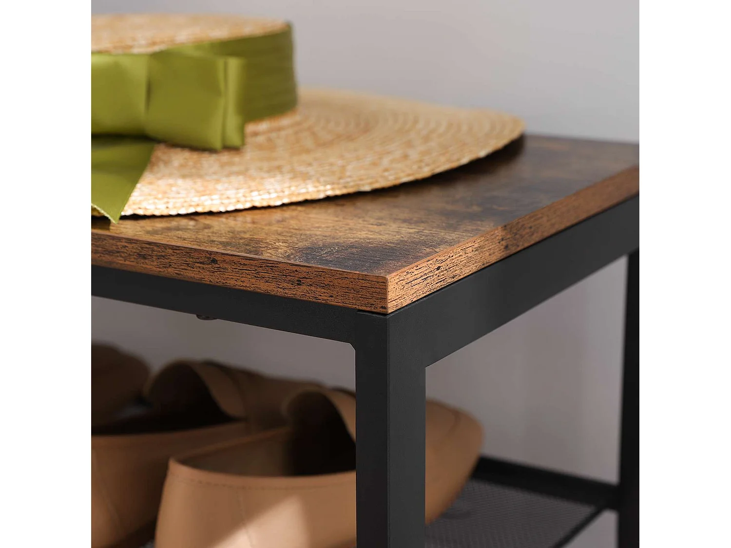 Ławka na buty 80x30x44,5 cm brązowo-czarna Indestic