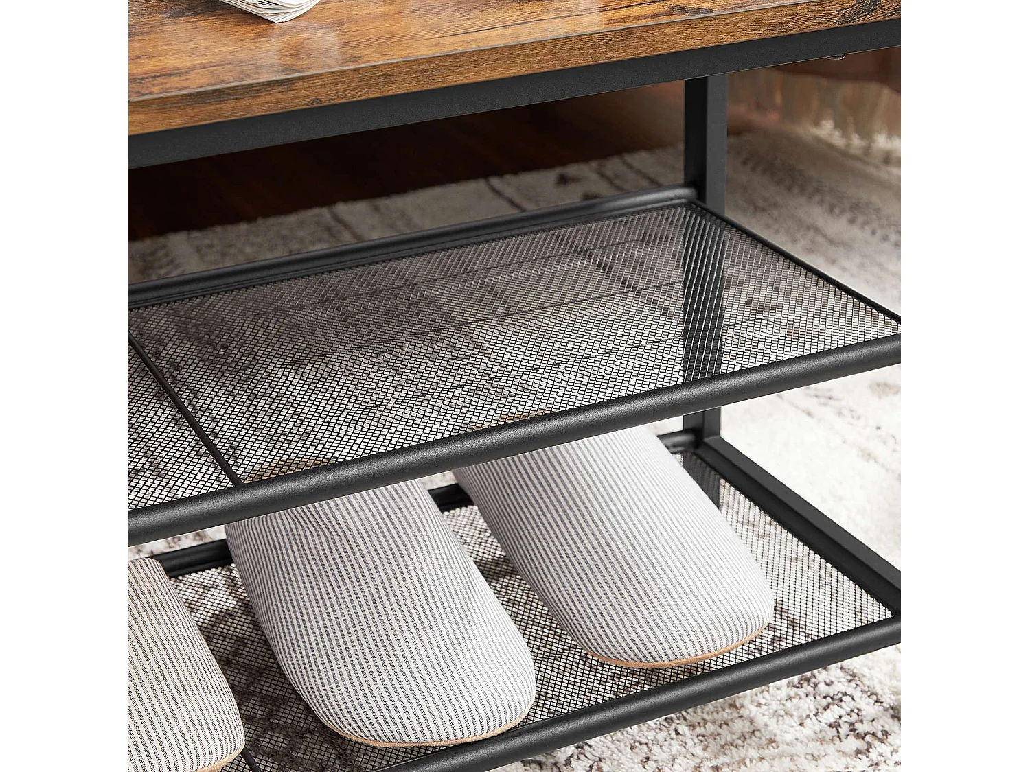 Ławka na buty 80x30x44,5 cm brązowo-czarna Indestic