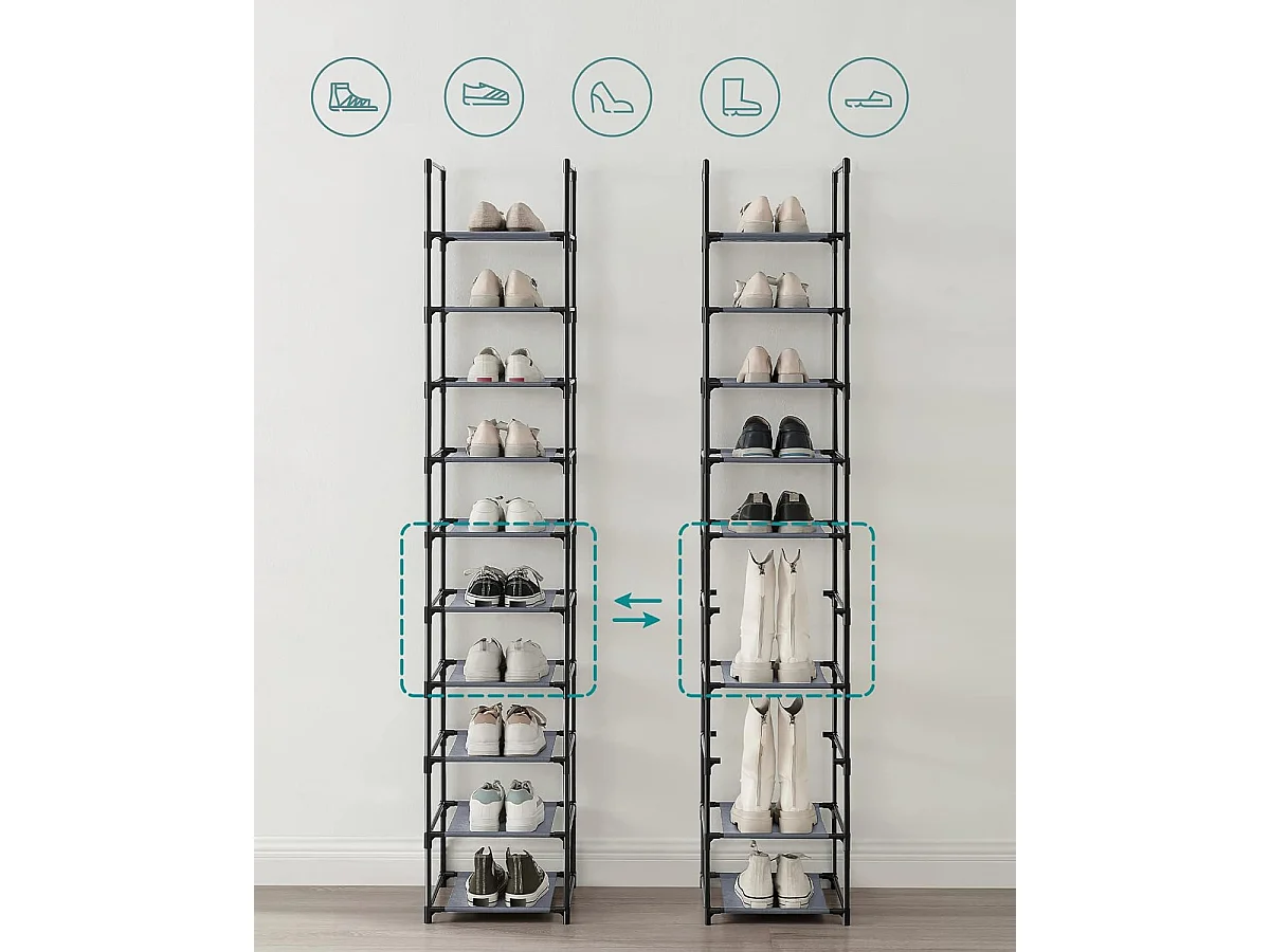 Étagère à chaussures 33x33x173 cm gris