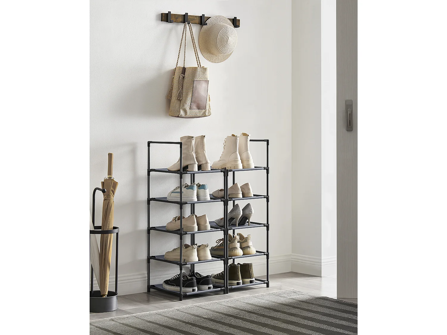Étagère à chaussures 33x33x173 cm gris
