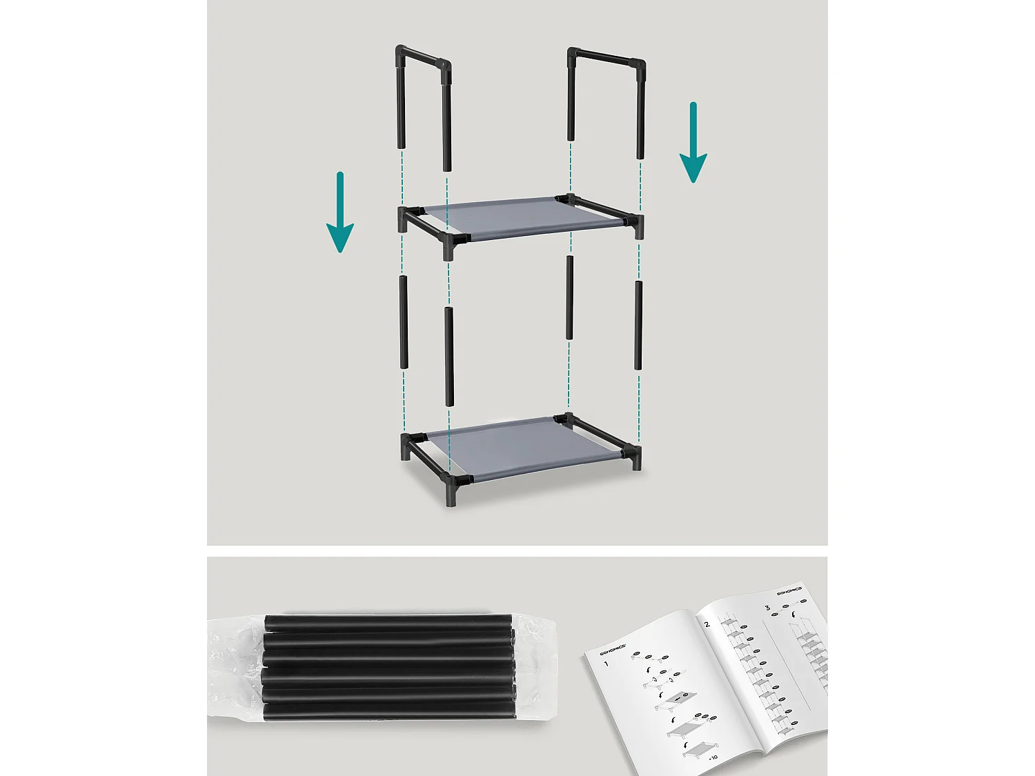 Étagère à chaussures 33x33x173 cm gris