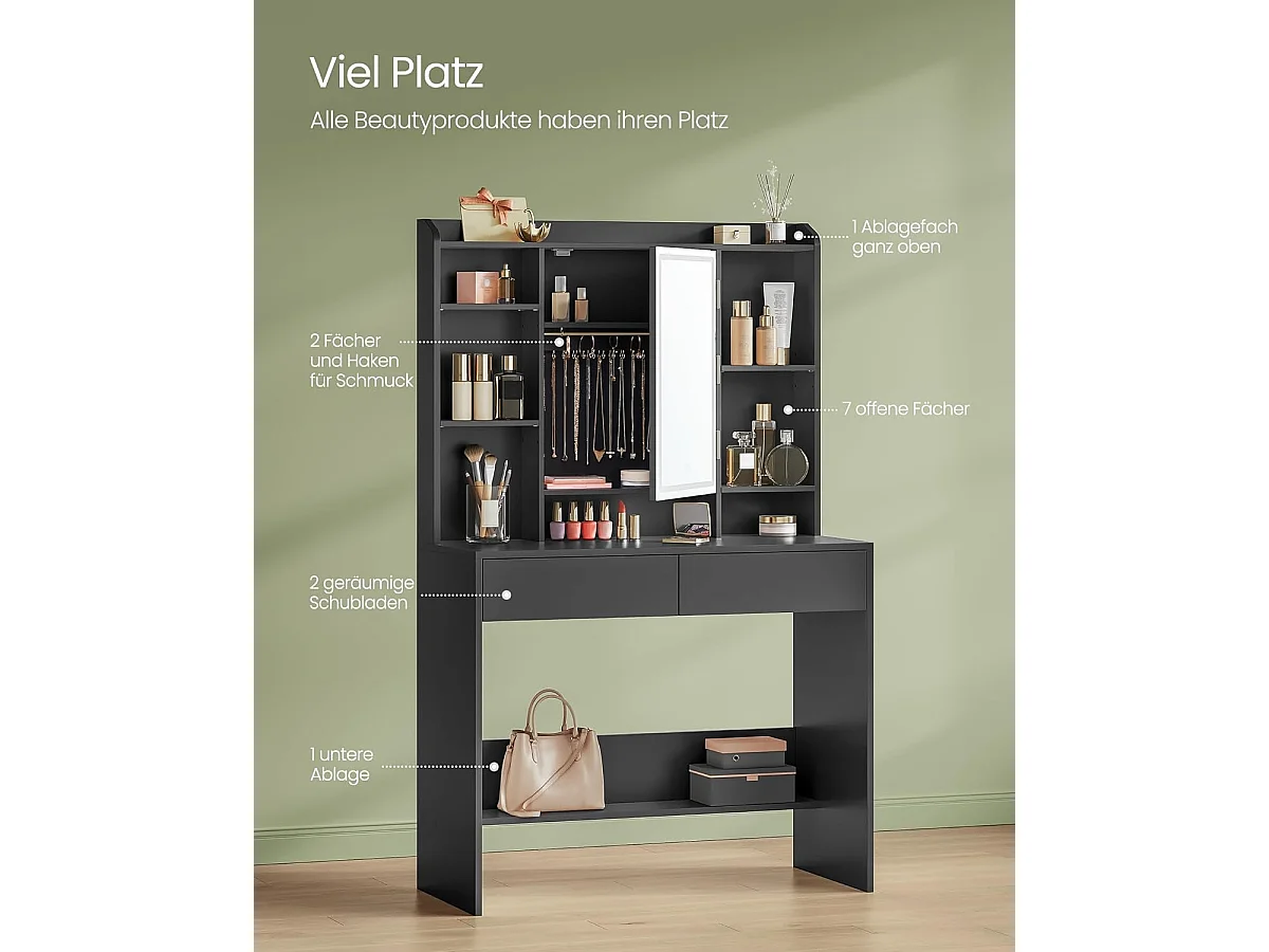 Schminktisch 90x40x144,7 cm schwarz