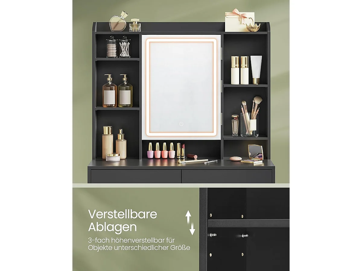 Schminktisch 90x40x144,7 cm schwarz