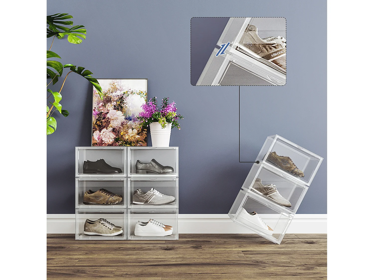 Plastic shoe box 36x28x22 cm transparent