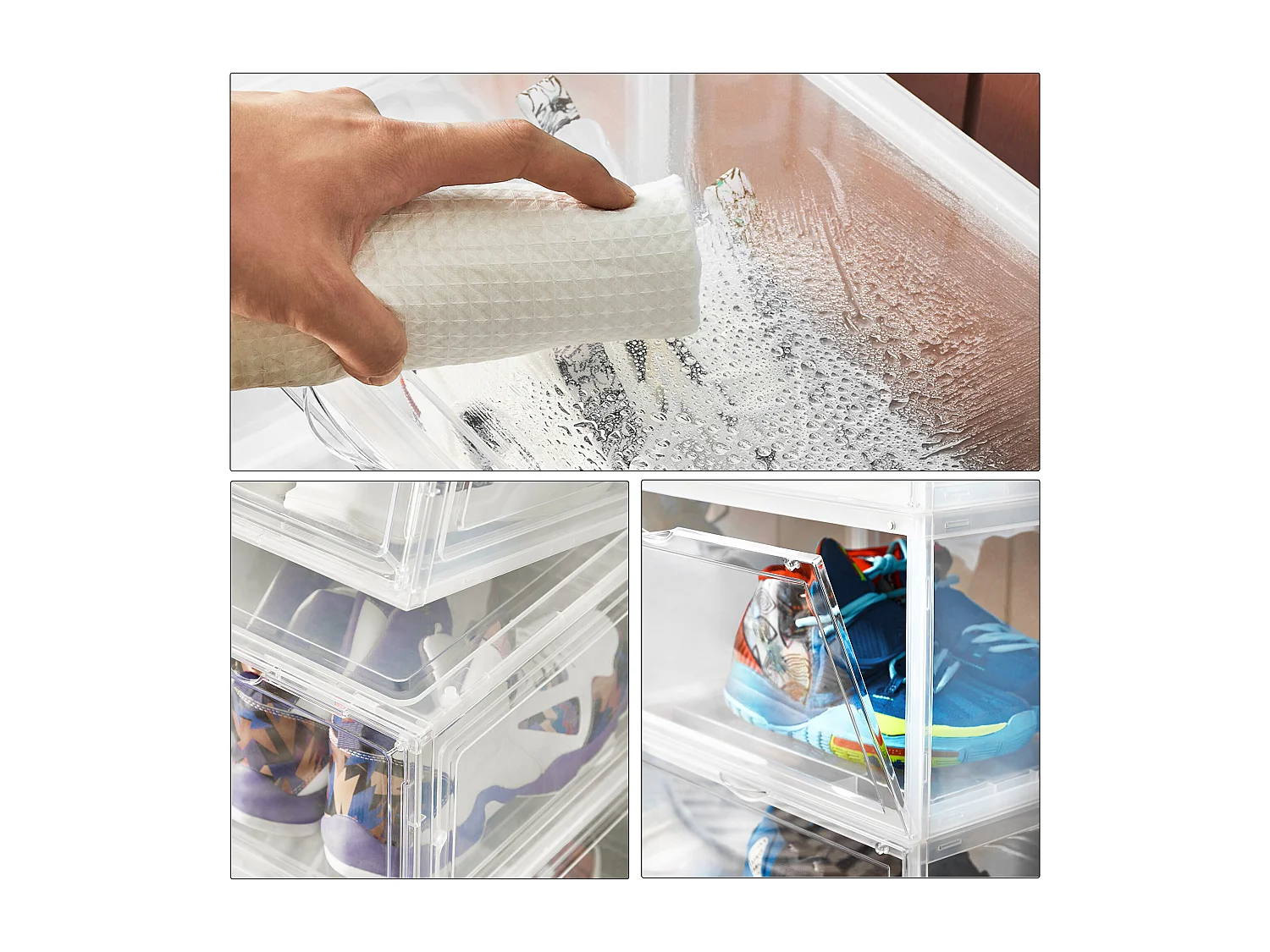 Plastic shoe box 36x28x22 cm transparent