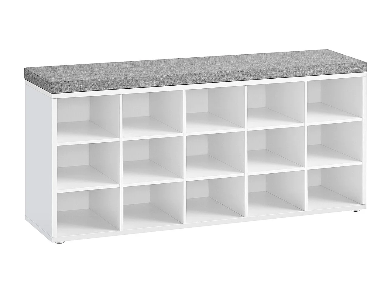 Ławka na buty 105x30x48 cm biała, szara poduszka