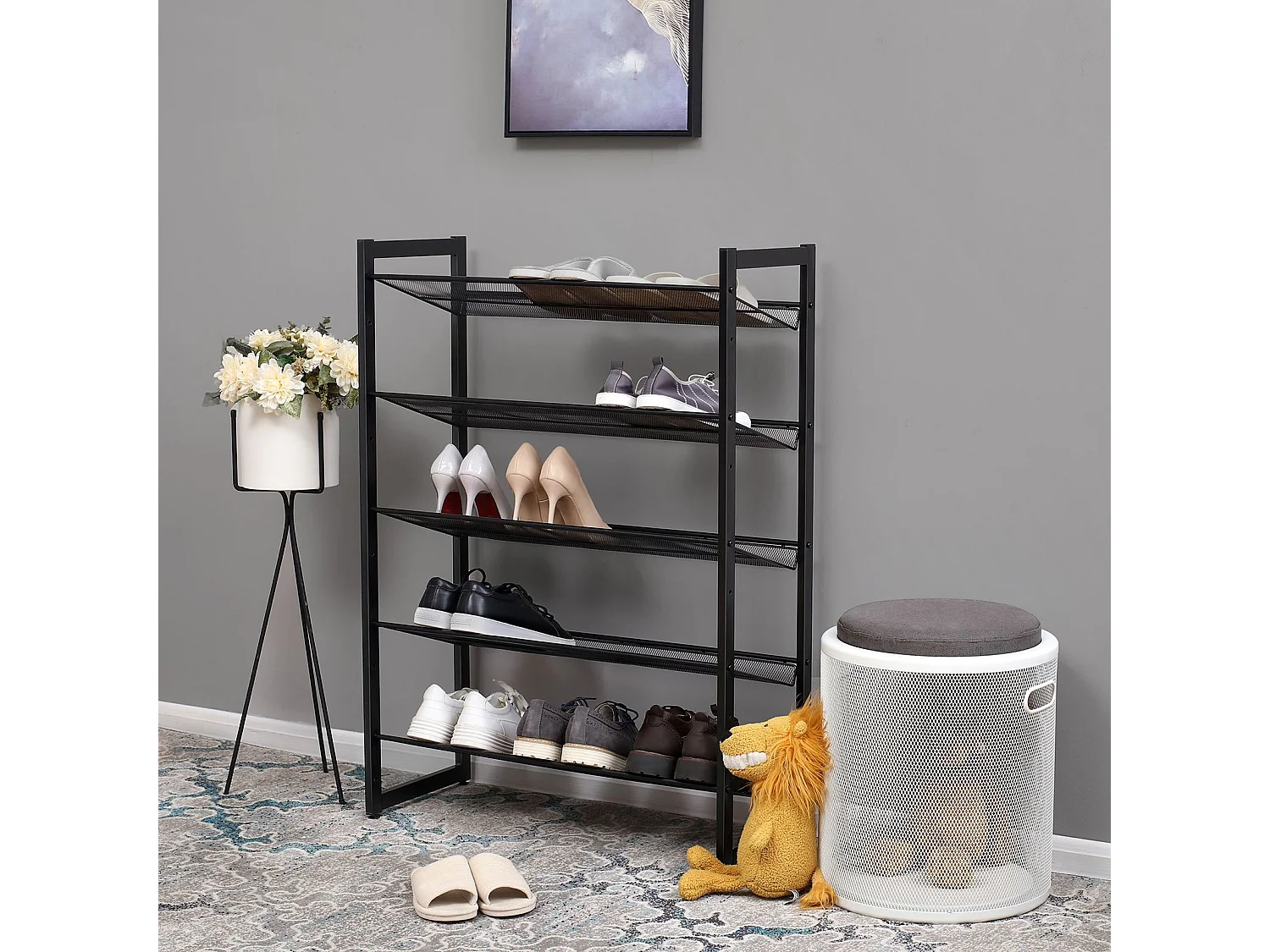 Schuhregal 74x30,5x103,8 cm Schwarz