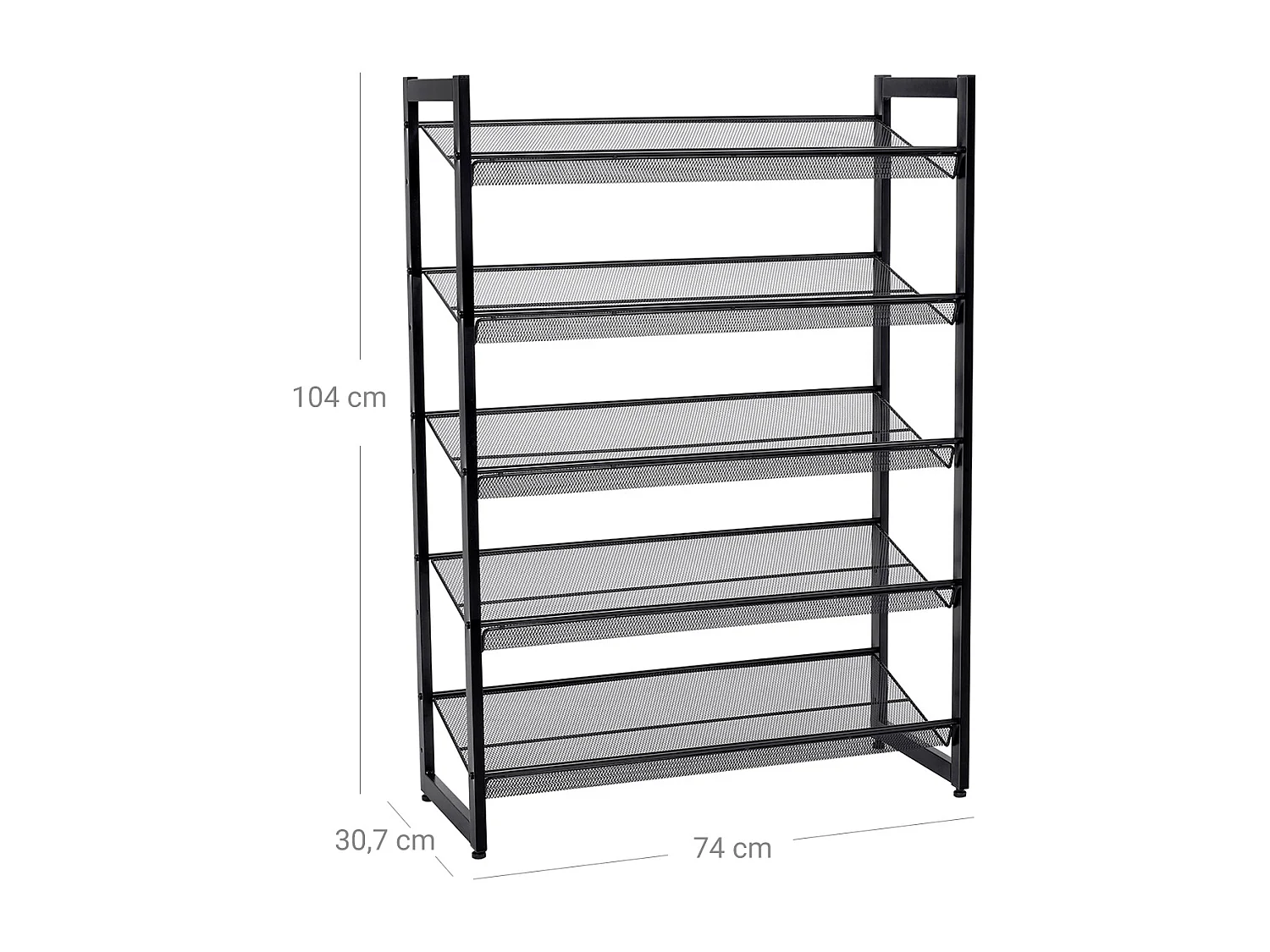 Schuhregal 74x30,5x103,8 cm Schwarz