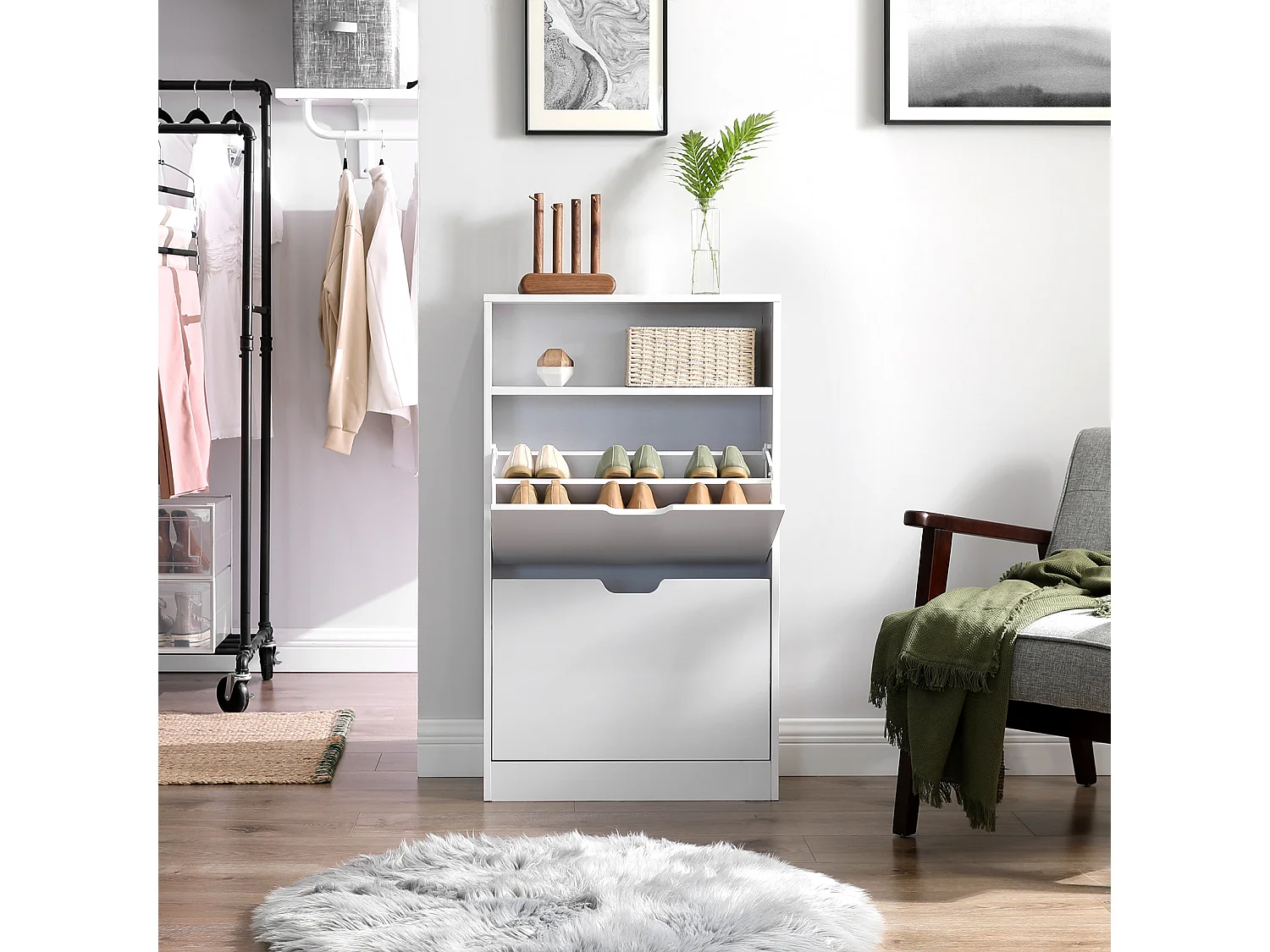 Shoe Cabinet 60x24x102 cm white