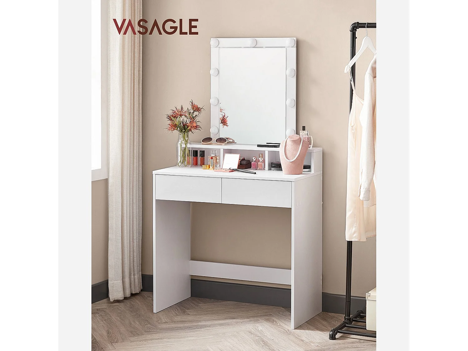 Coiffeuse 80x40x145 cm blanche