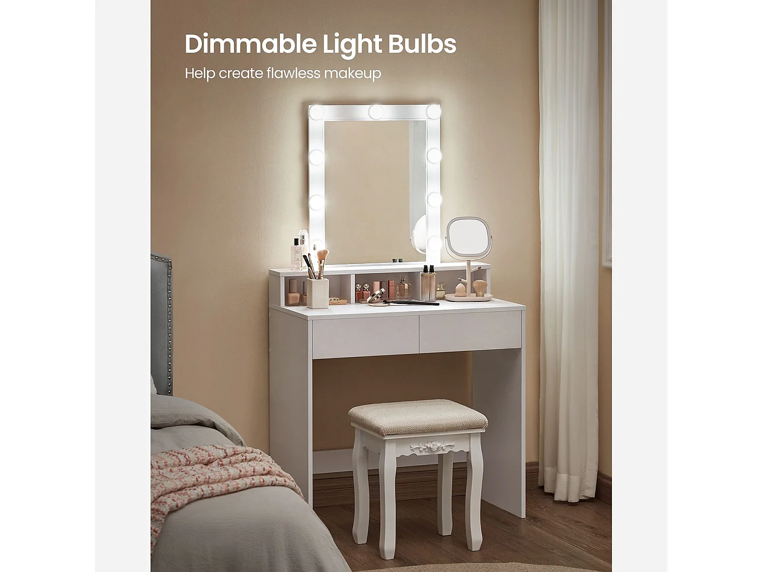 Coiffeuse 80x40x145 cm blanche