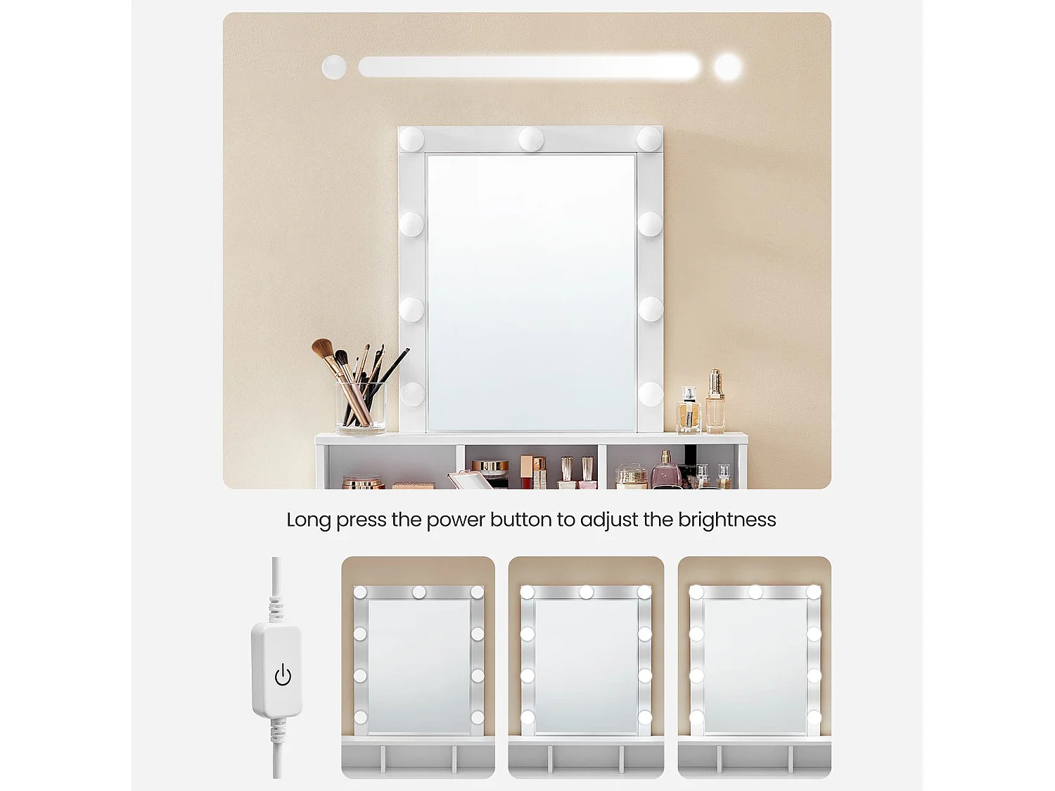 Coiffeuse 80x40x145 cm blanche