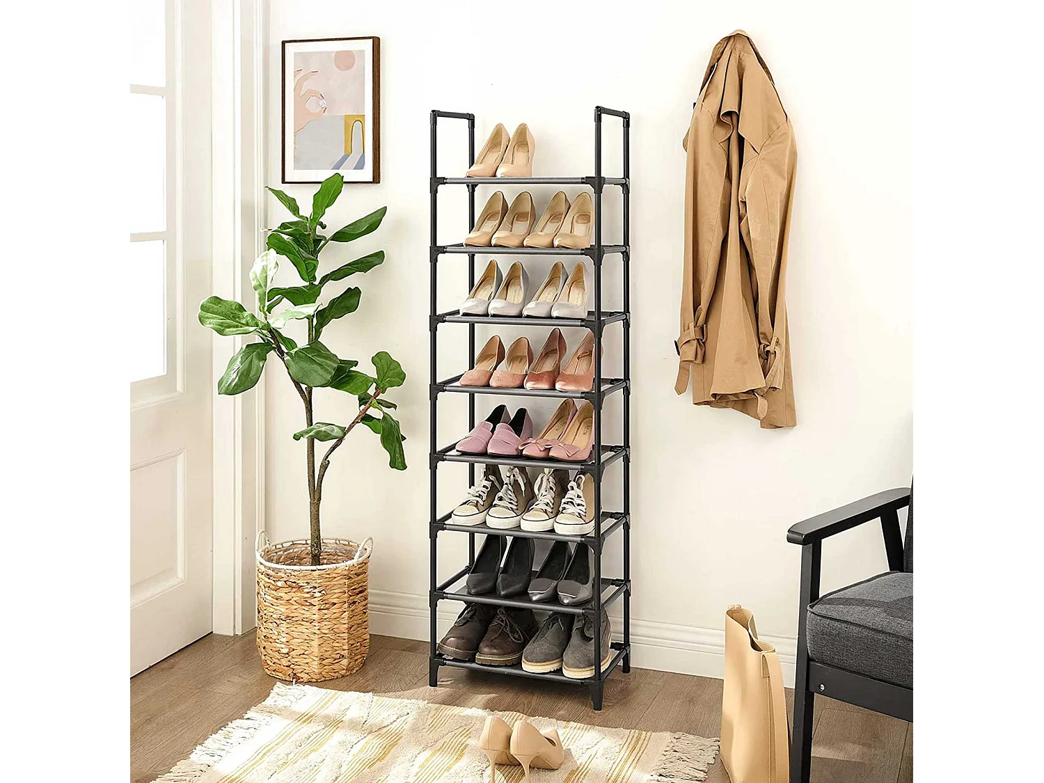 Schoenenrek 28x46x145 cm zwart