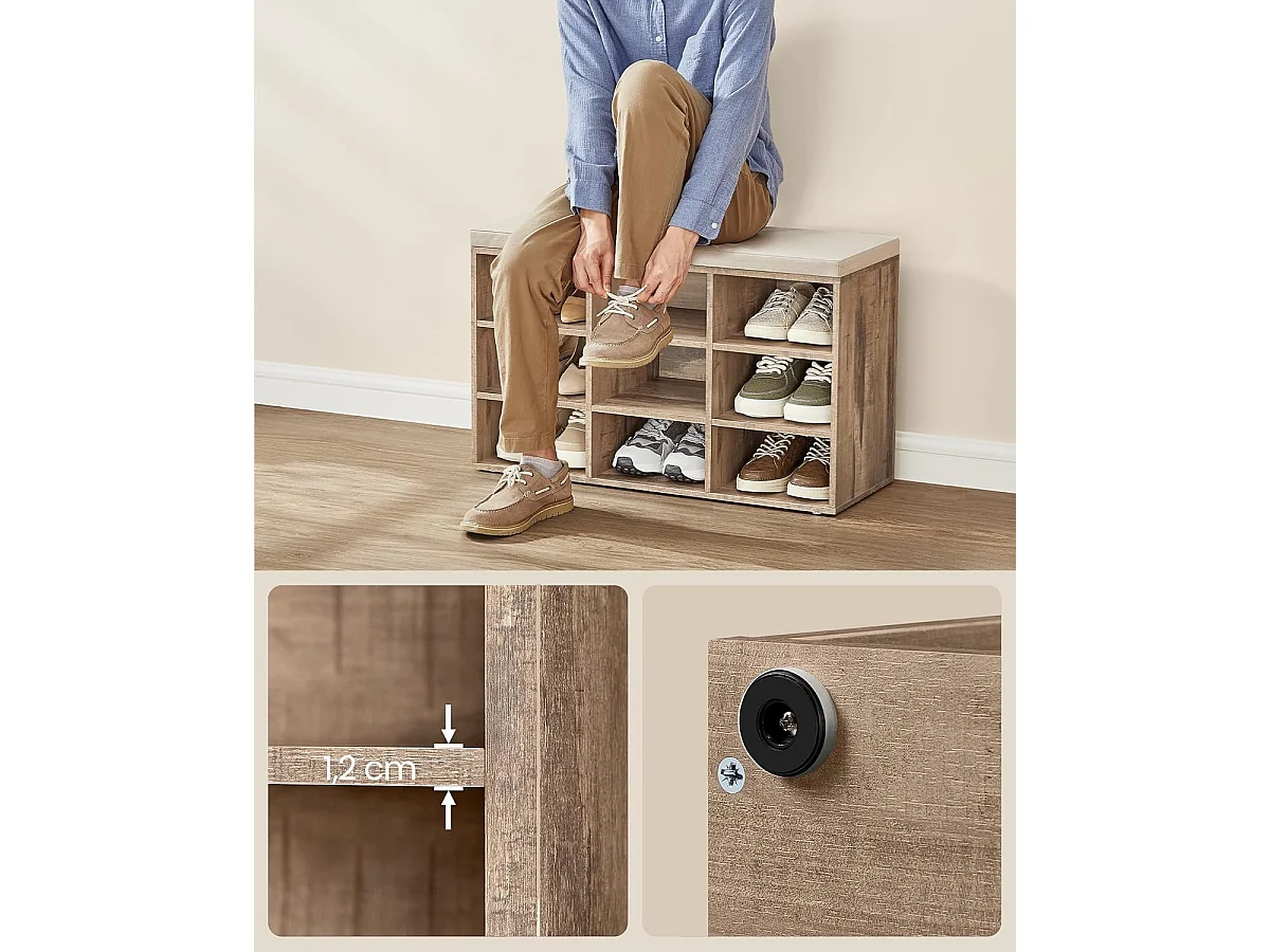 Schuhbank 30,3x78,5x48 cm braun