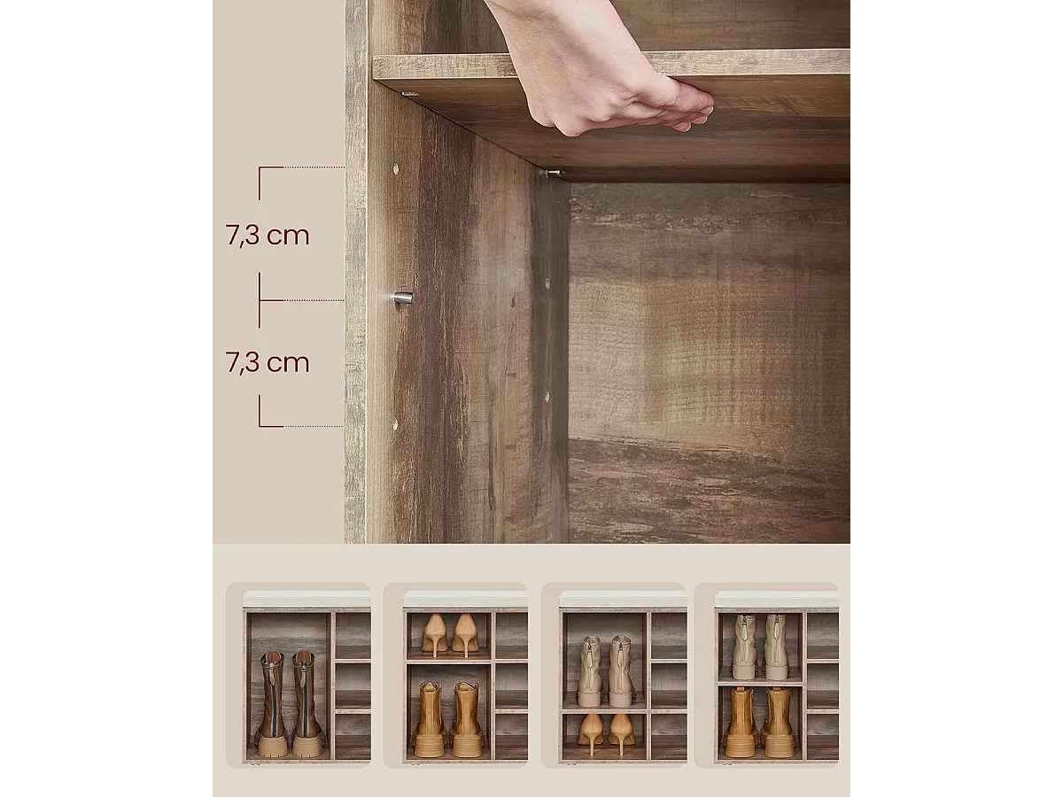 Schuhbank 30,3x78,5x48 cm braun