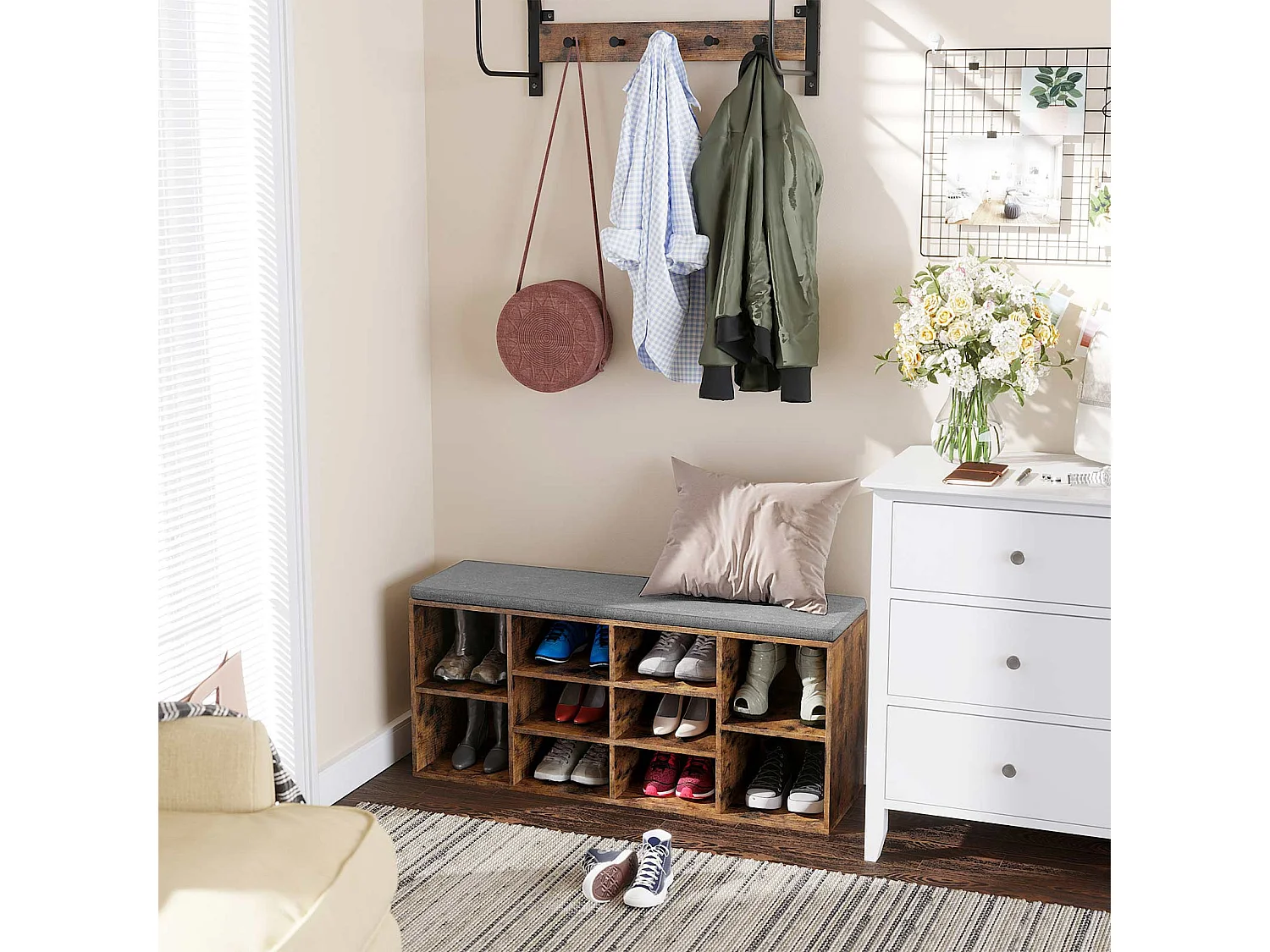 Schuhbank 104x30x48 cm Eichenfarbe