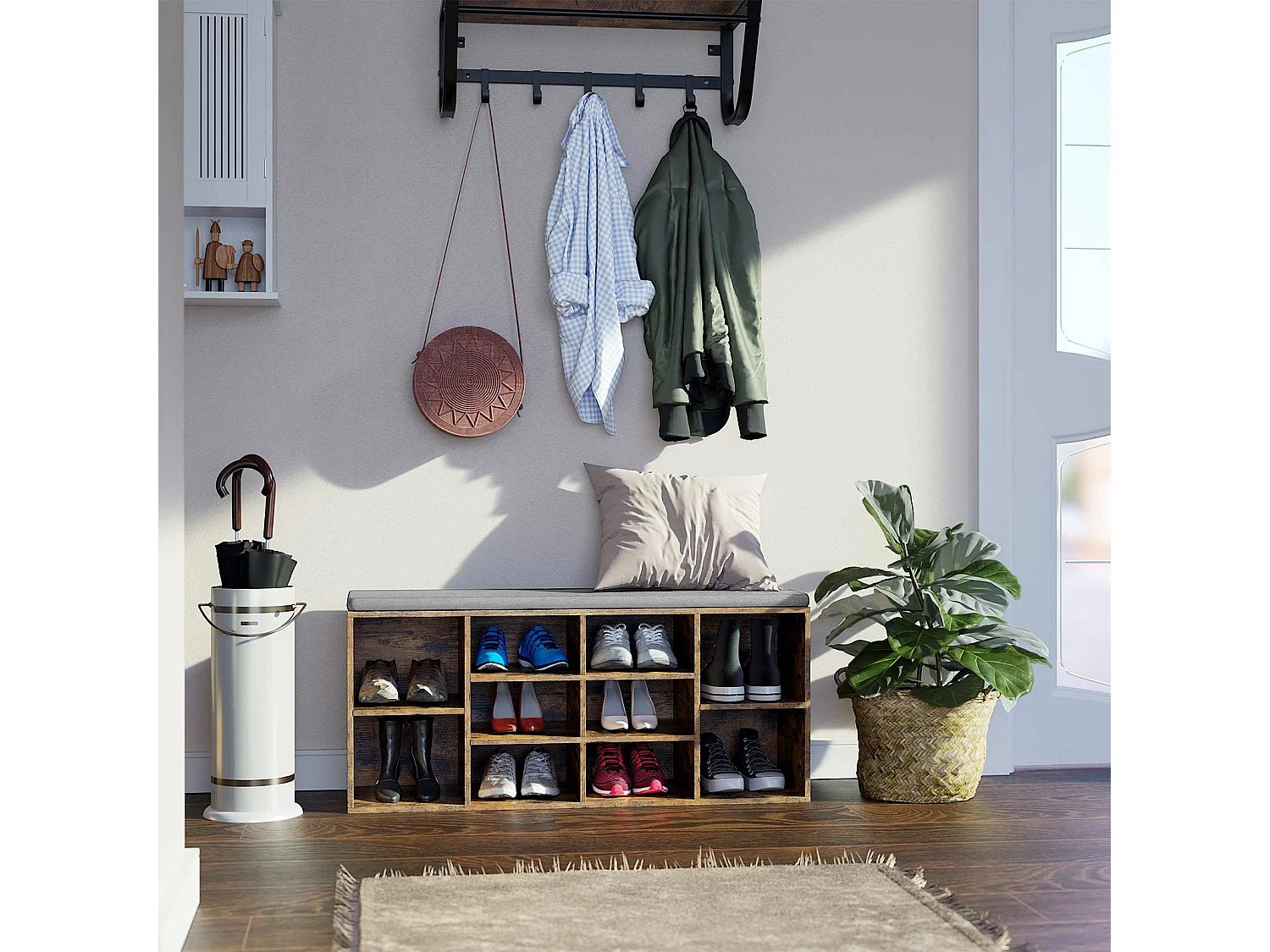 Schuhbank 104x30x48 cm Eichenfarbe