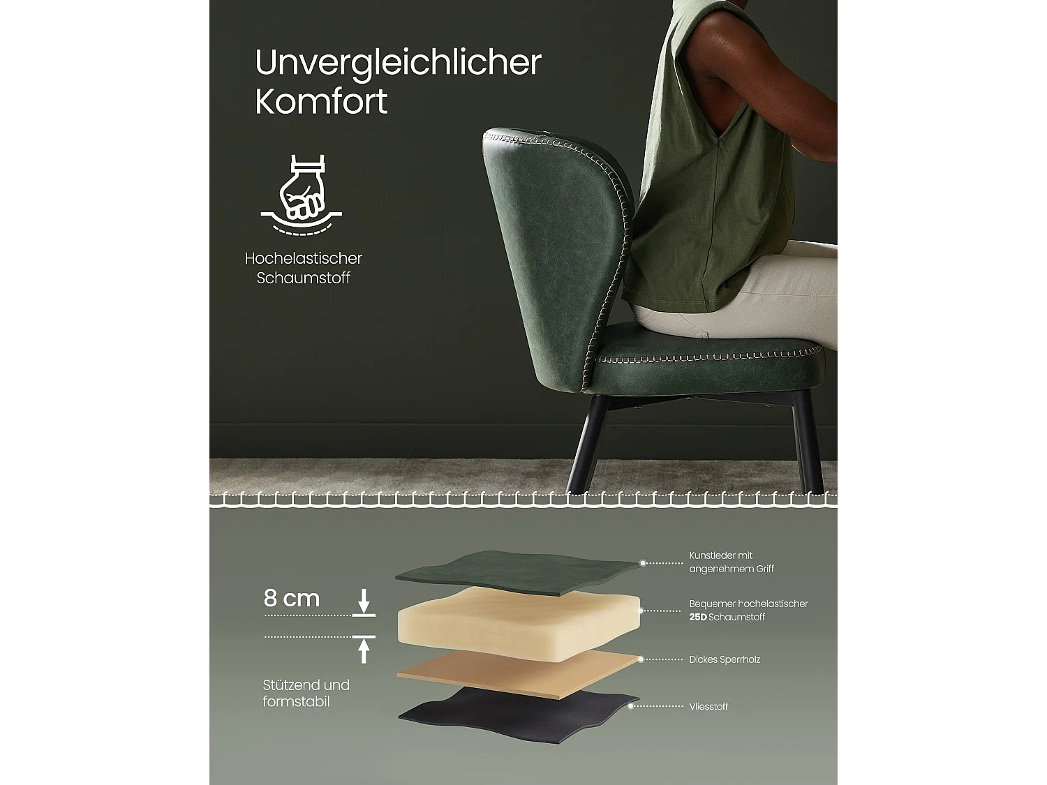 Esszimmerstuhl 52x55x79 cm grün Ekho