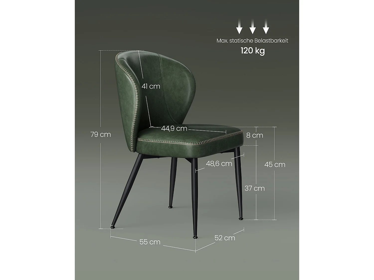 Esszimmerstuhl 52x55x79 cm grün Ekho
