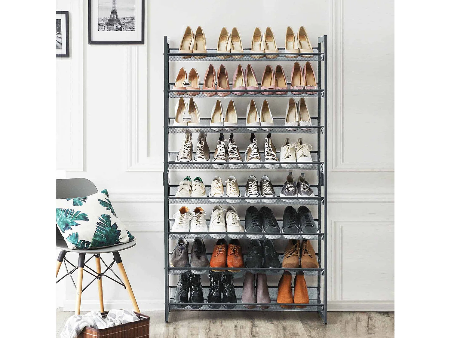 Schuhregal 92,3x30,5x163,4 cm Grau