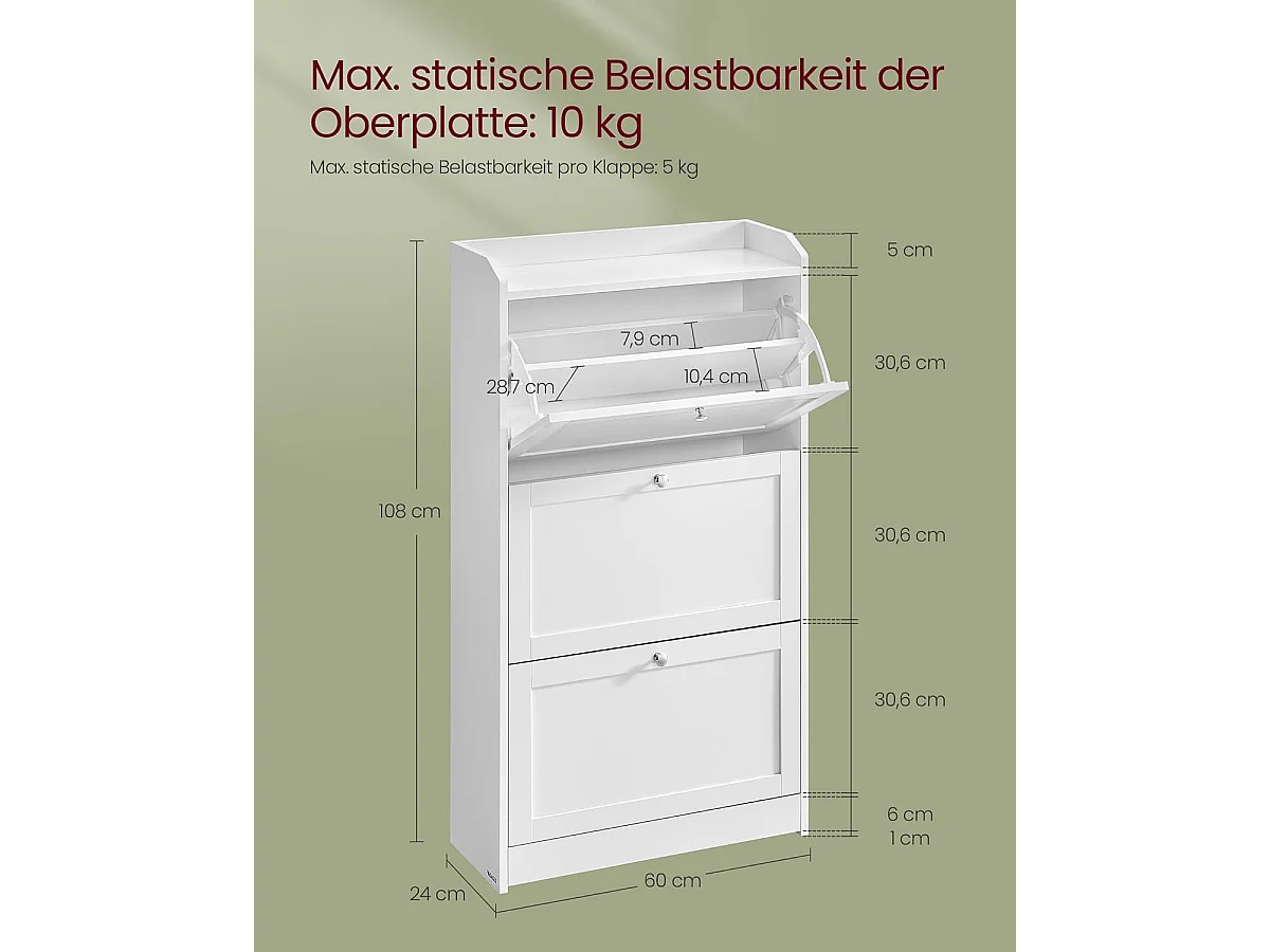 Schuhschrank 24x60x108 cm weiß