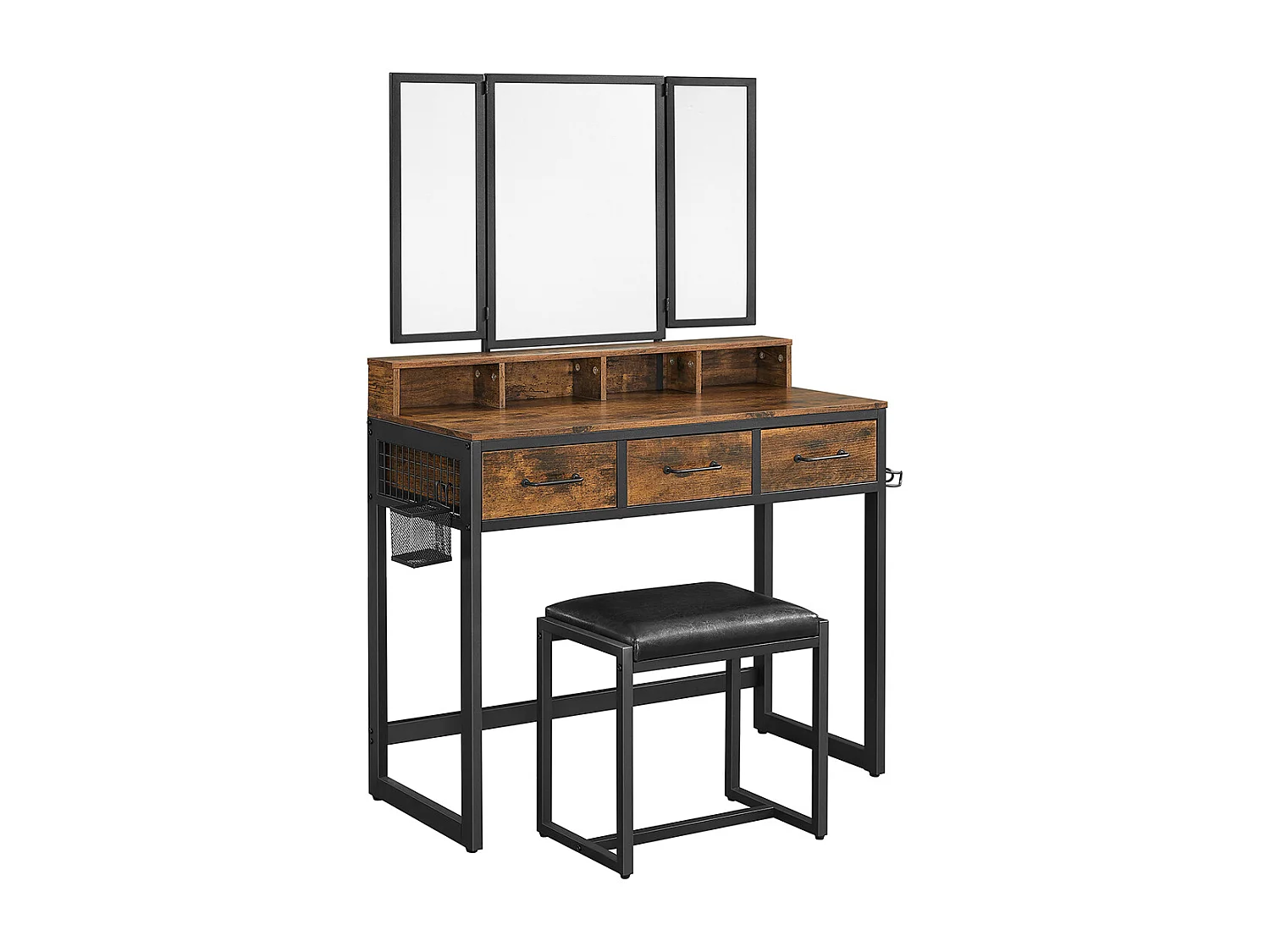 Frisiertisch 90x40x140,8 cm schwarz rustikal braun