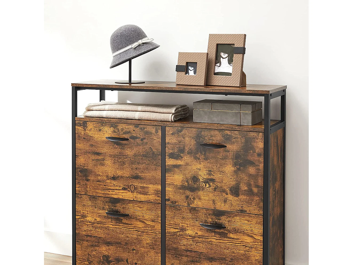 Schuhschrank 98,3x30x95 cm schwarz vintage braun