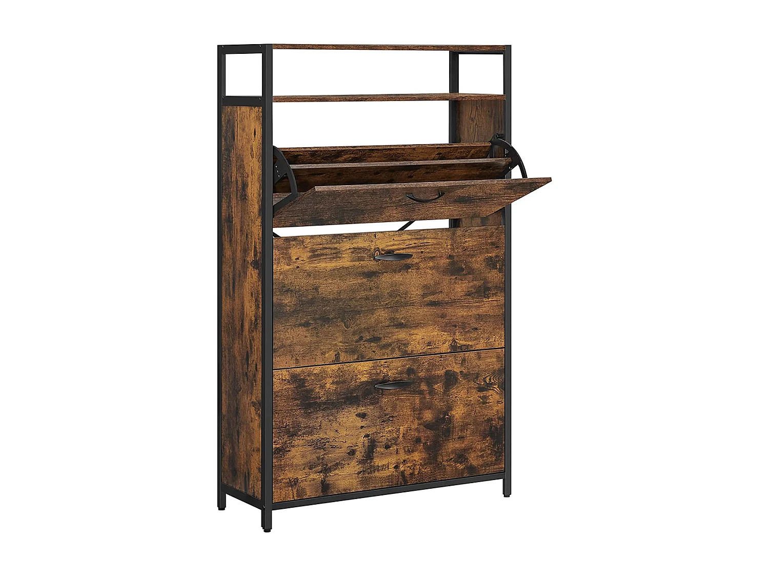 Schuhschrank 80x30x130 cm schwarz Vintage Braun