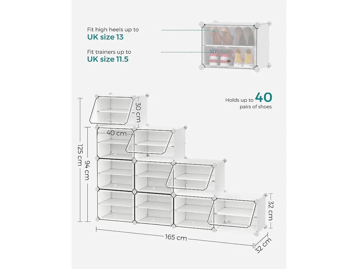 Étagère à chaussures 82x32x152 cm blanc