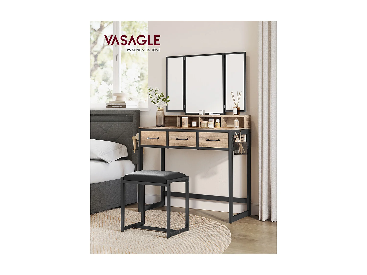 Tocador 90x40x140,8 cm Roble Marrón/Negro