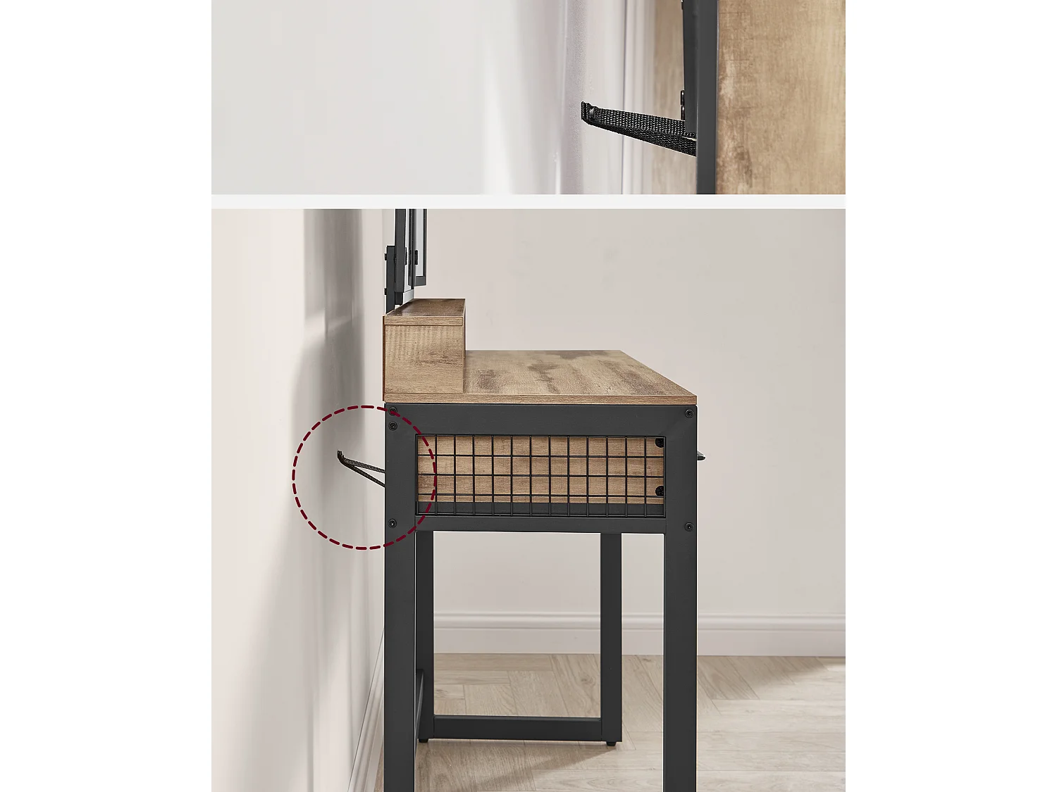 Toiletbord, 90x40x140,8 cm, Brun/Sort