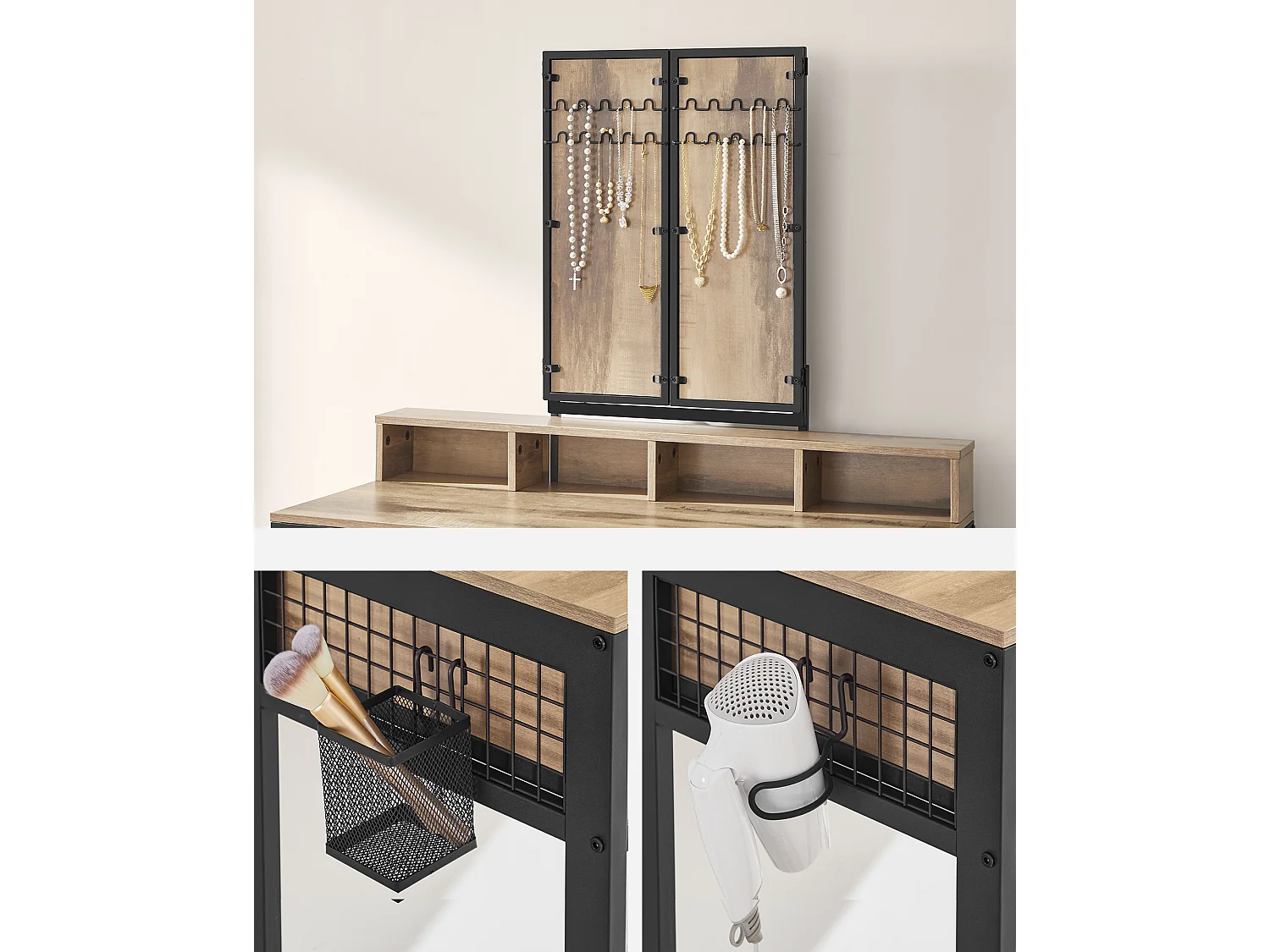 Toiletbord, 90x40x140,8 cm, Brun/Sort