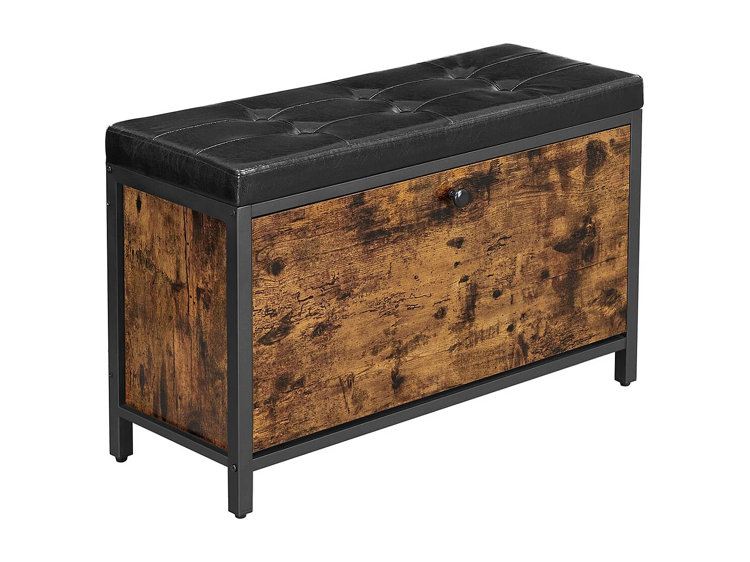 Banc à chaussures 80x30x51 cm noir vintage marron