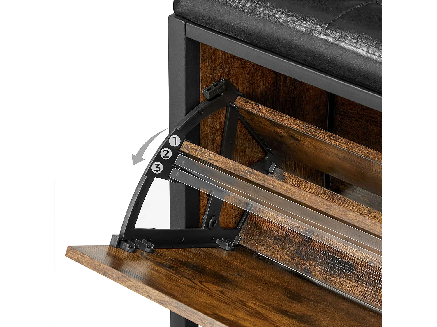 Banc à chaussures 80x30x51 cm noir vintage marron