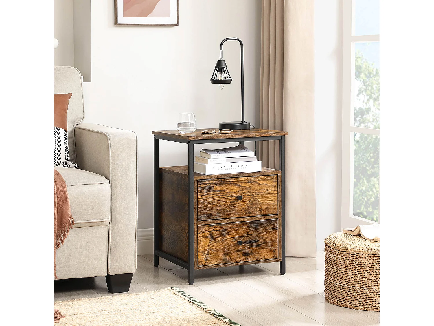 Table de chevet 45x45x60 cm noir