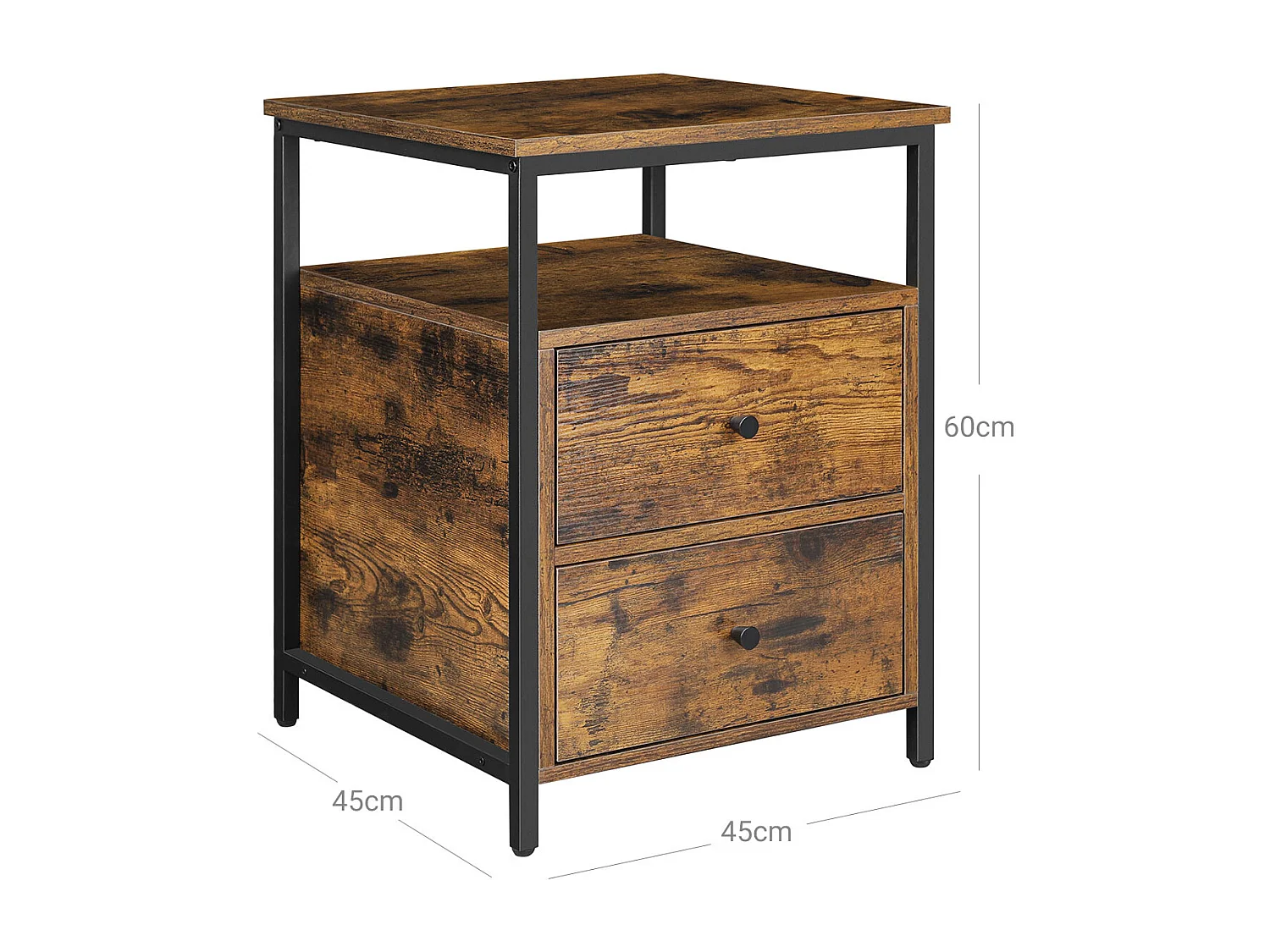 Table de chevet 45x45x60 cm noir